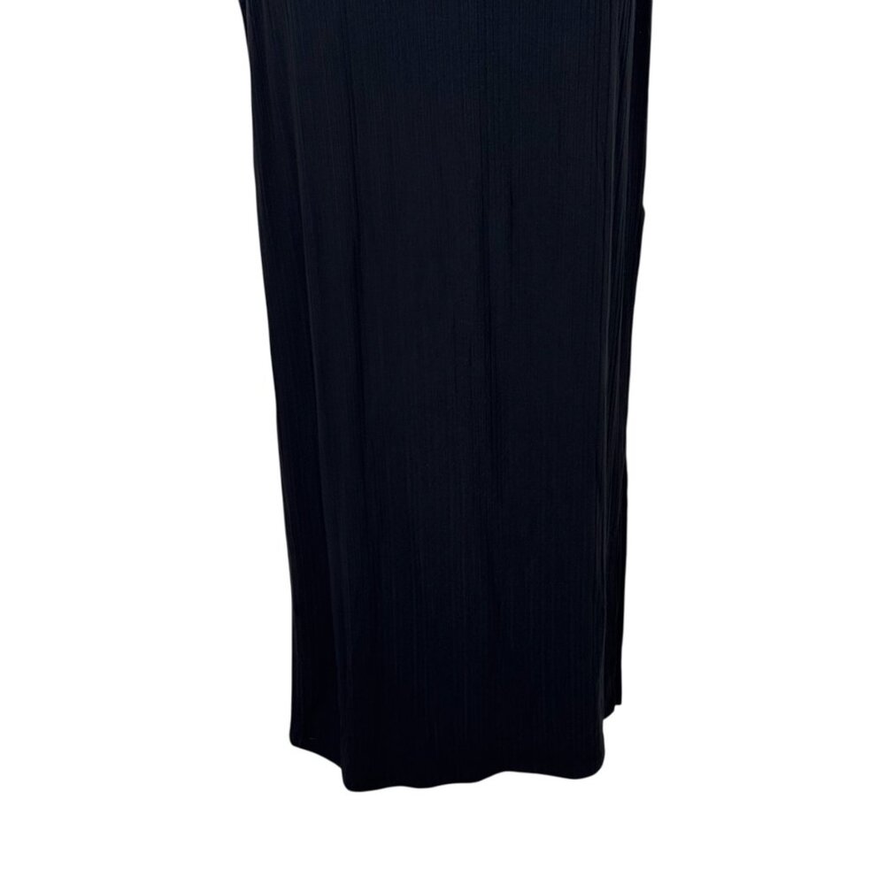L*Space Black Bodycon Tie Halter Dress Size SM Maxi Ribbed Stretchy Casual LBD - Picture 5 of 12